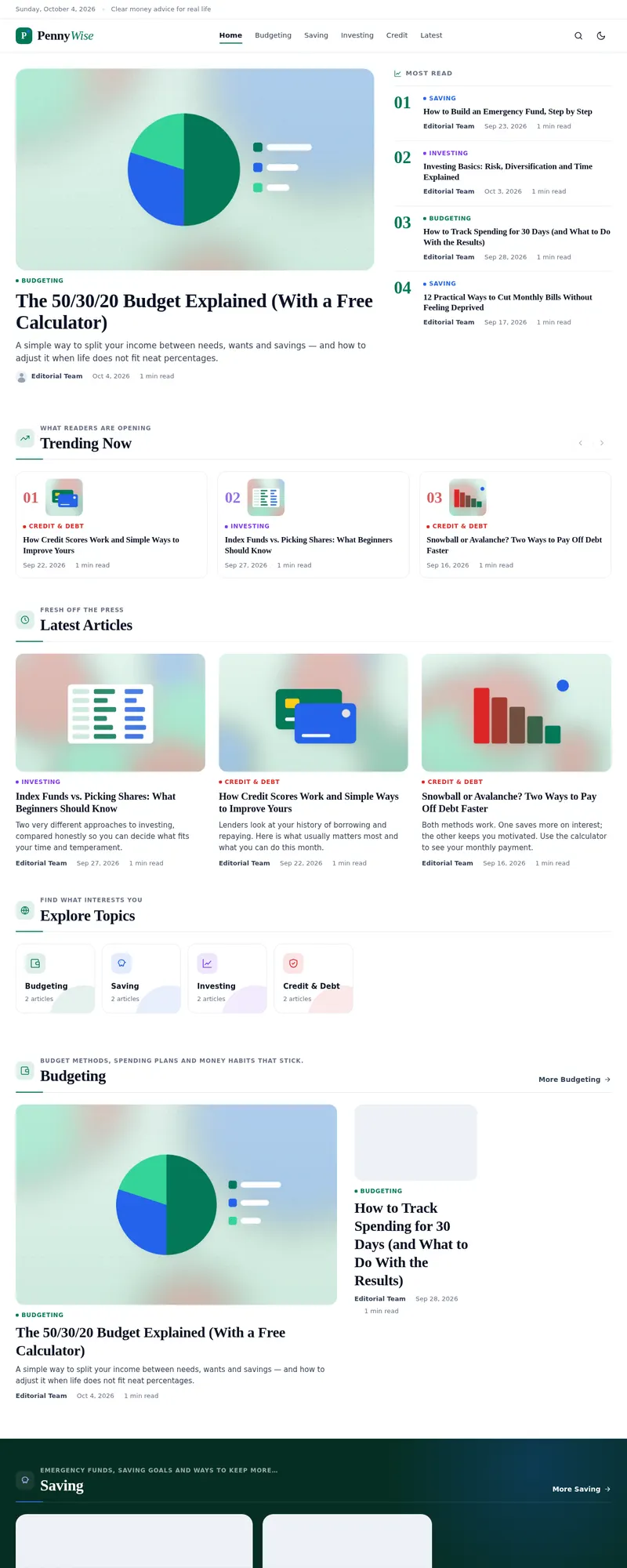 Blogify Finance & Money demo