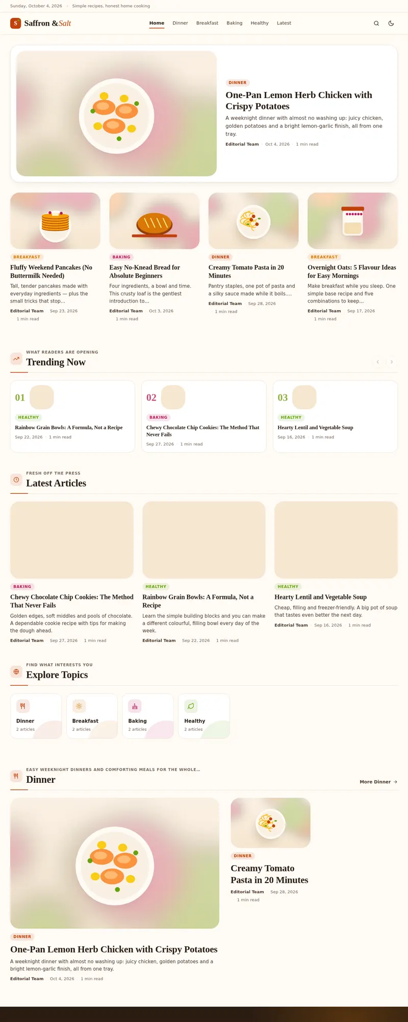 Blogify Food & Recipes demo