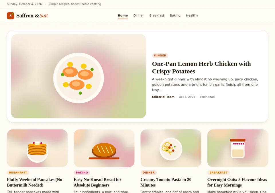 Blogify Food & Recipes demo