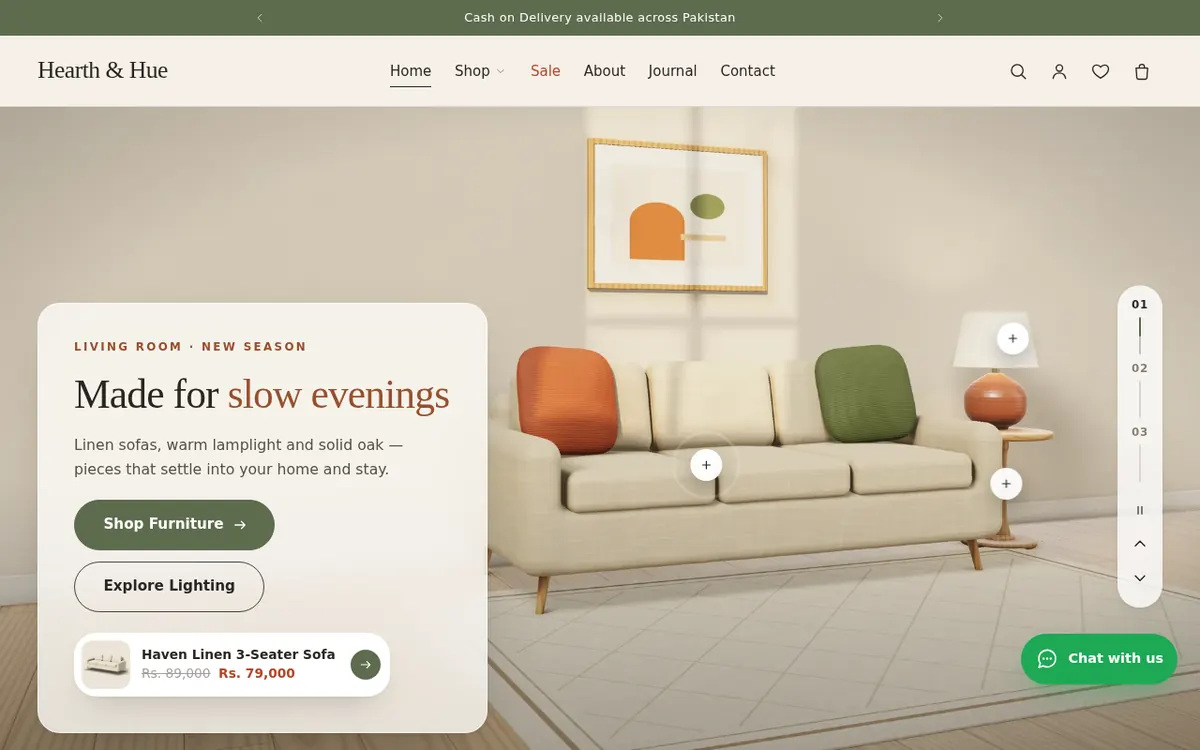 Fast Ecommerce Home Decor demo – Hearth & Hue