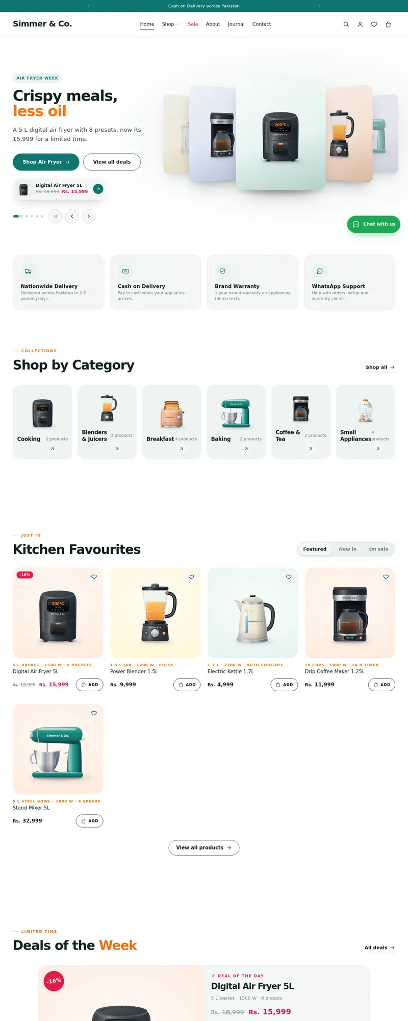 Fast Ecommerce Kitchen demo – Simmer & Co.