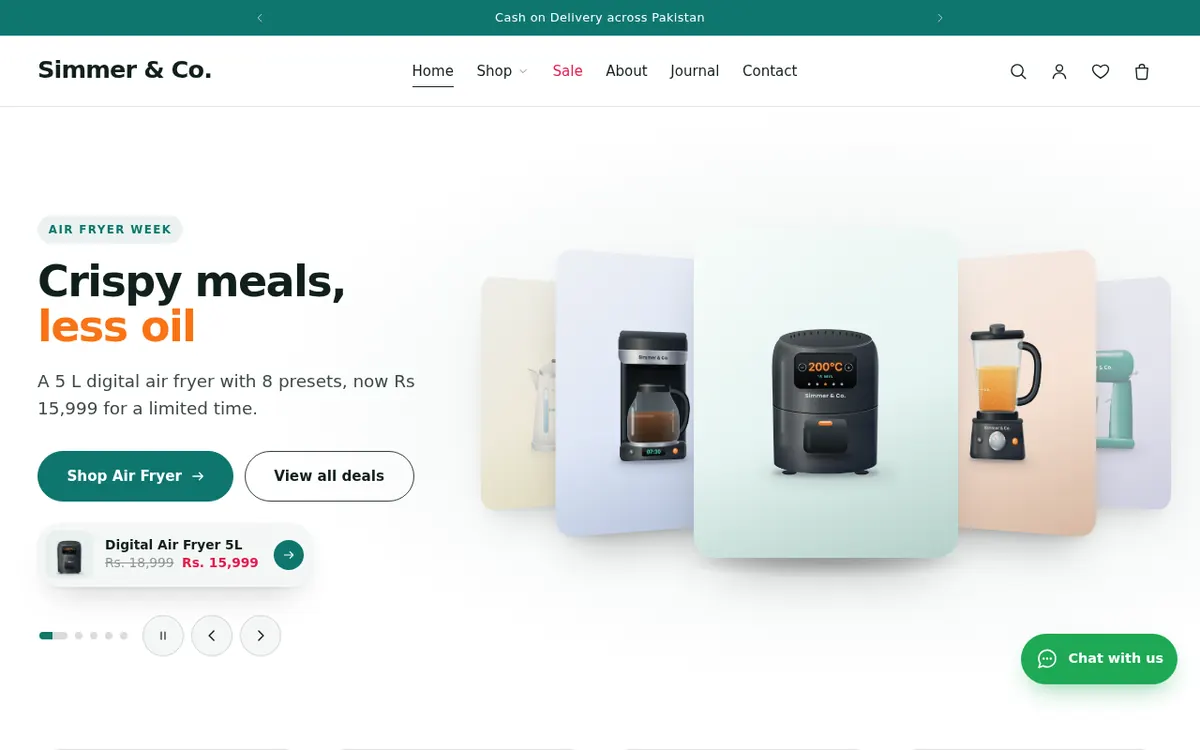 Fast Ecommerce Kitchen demo – Simmer & Co.