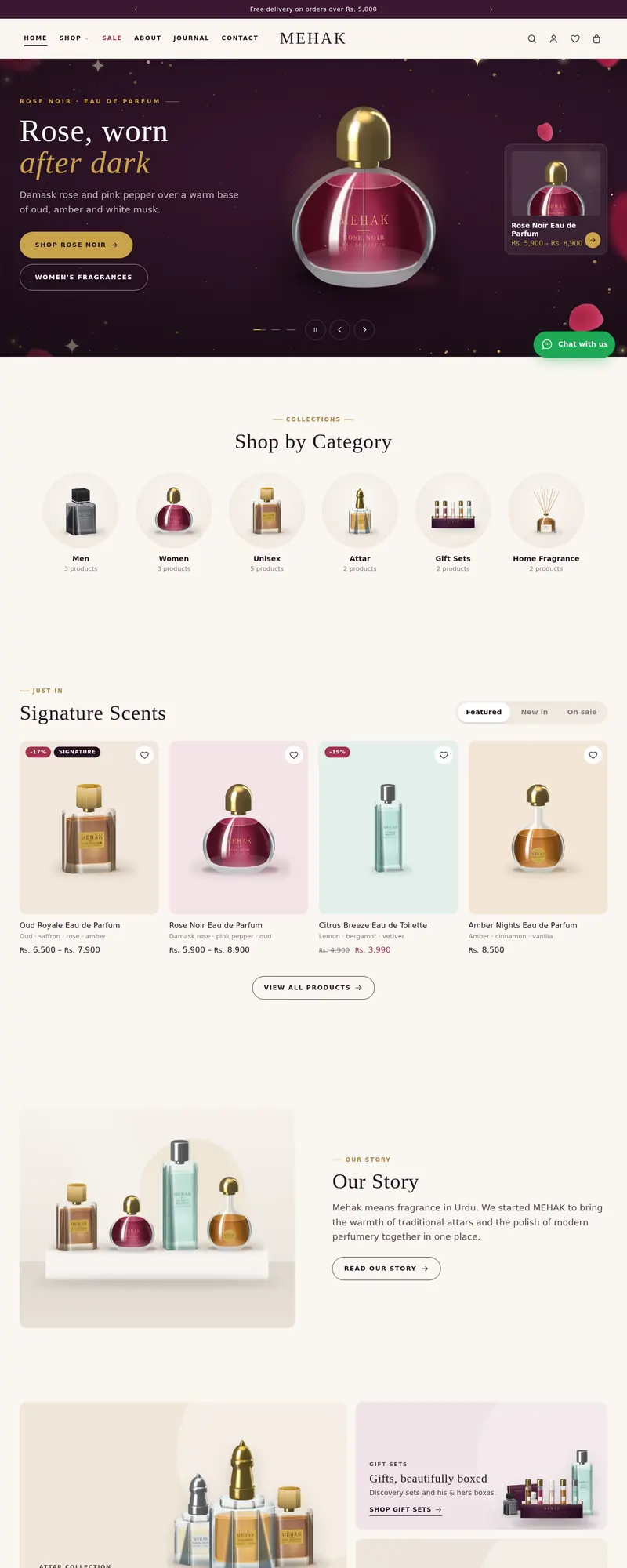 Fast Ecommerce Perfume demo – MEHAK
