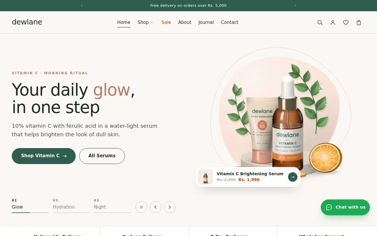 Fast Ecommerce Skincare demo – Dewlane