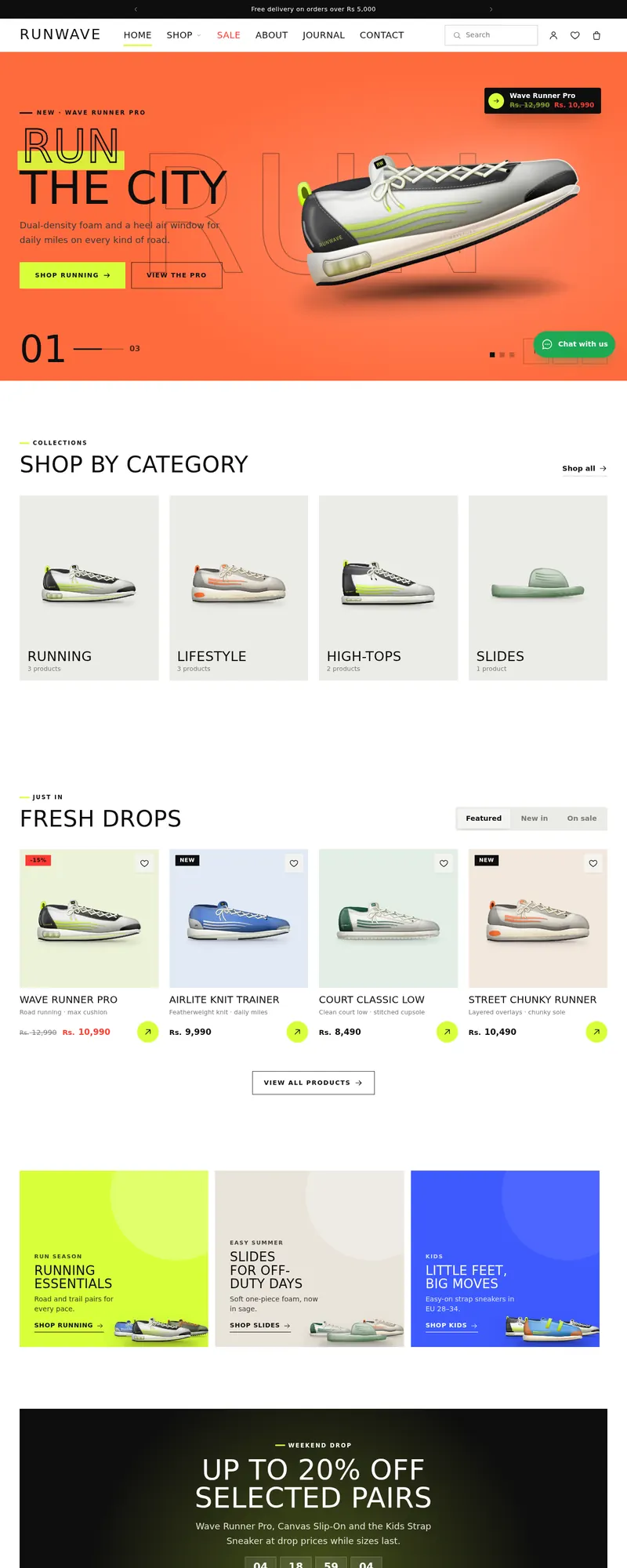 Fast Ecommerce Sneakers demo – RUNWAVE
