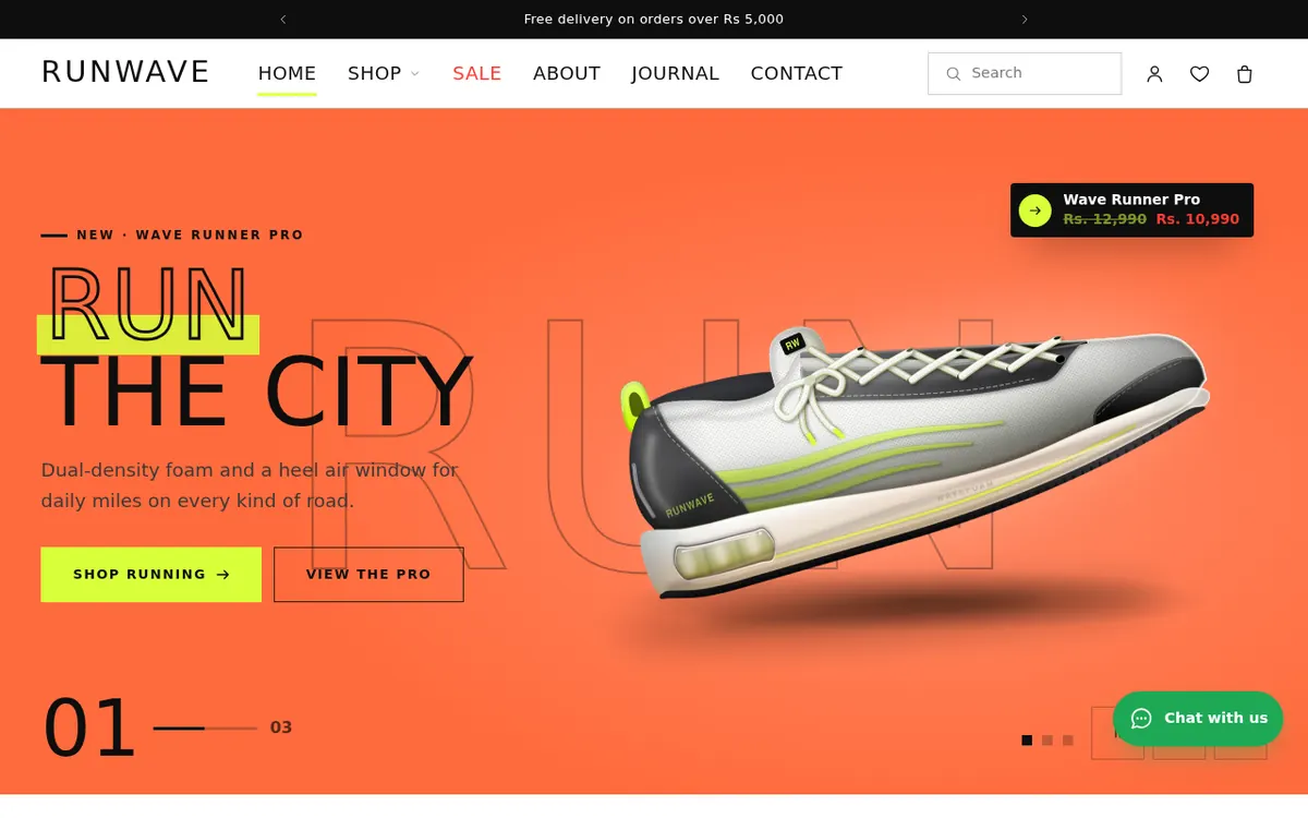 Fast Ecommerce Sneakers demo – RUNWAVE